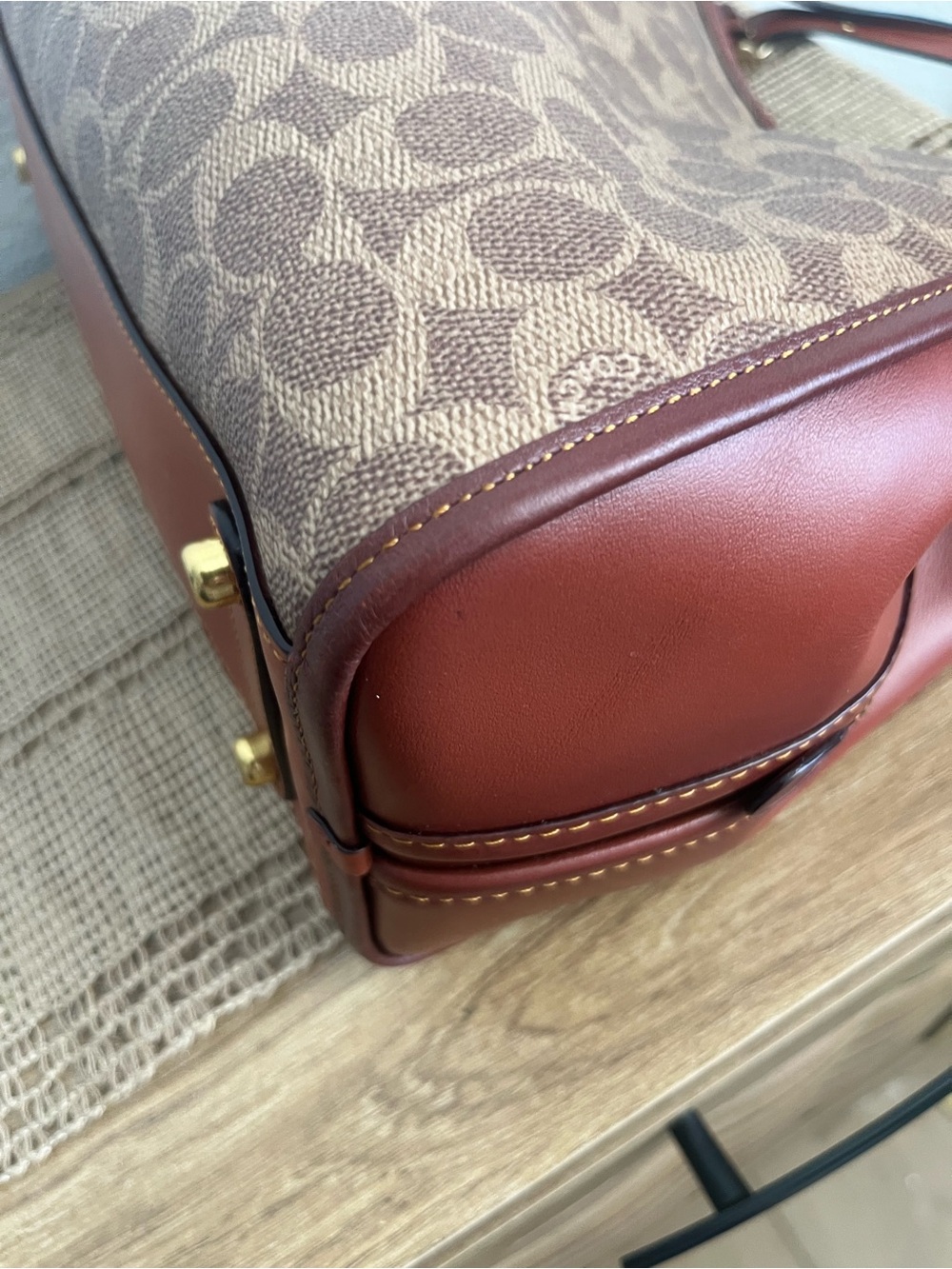 COACH Lori Shoulder Bag Signature Canvas C4825 Tan Rust New Without Tags - Picture 8 of 16
